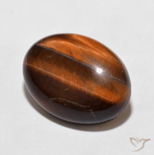 Ojo de Tigre Marrón canela intenso natural de 10.65 ct, Ovalada, Opaco