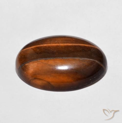 Ojo de Tigre Marrón canela intenso natural de 10.65 ct, Ovalada, Opaco