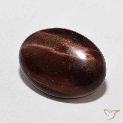 Ojo de Tigre Marrón rojizo natural de 9.08 ct, Ovalada, Opaco