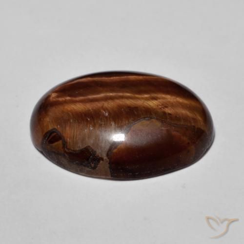 Ojo de Tigre Marrón cálido natural de 9.63 ct, Ovalada, Opaco