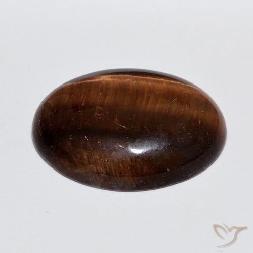 Ojo de Tigre Marrón canela intenso natural de 8.89 ct, Ovalada, Opaco