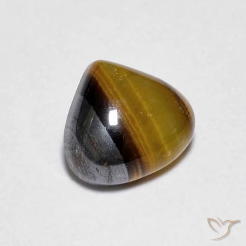 Ojo de Tigre Marrón amarillento natural de 1.00 ct, En forma de pera, Opaco