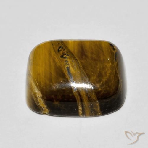 Ojo de Tigre Marrón dorado natural de 8.96 ct, Forma Cojín, Opaco