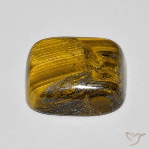 Ojo de Tigre Marrón amarillento natural de 9.33 ct, Forma Cojín, Opaco