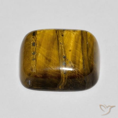 Ojo de Tigre Medium Light-Brown natural de 9.15 ct, Forma Cojín, Opaco