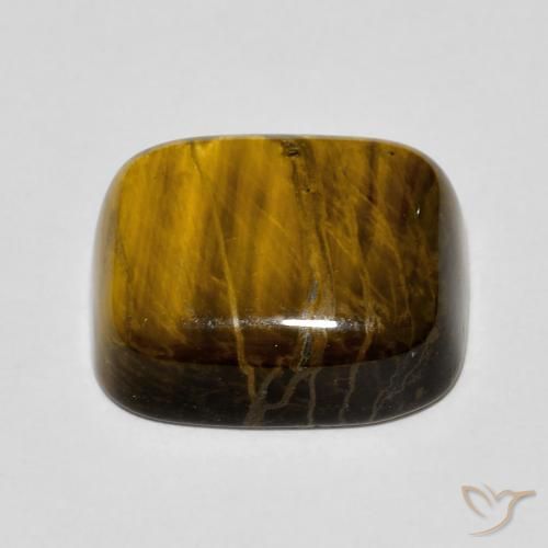 Ojo de Tigre Marrón dorado natural de 8.72 ct, Forma Cojín, Opaco