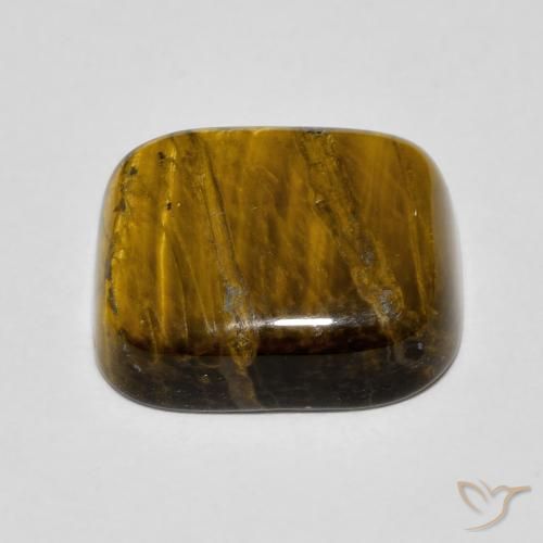 Ojo de Tigre Marrón amarillento natural de 8.85 ct, Forma Cojín, Opaco