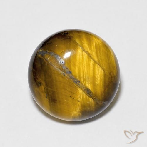 6.66ct Natural Medium Light-Brown Ojo de Tigre, Redondo, Opaco