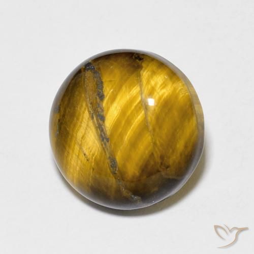 Ojo de Tigre Medium Light-Brown natural de 6.66 ct, Redondo, Opaco