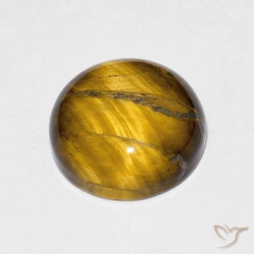 Ojo de Tigre Medium Light-Brown natural de 6.66 ct, Redondo, Opaco