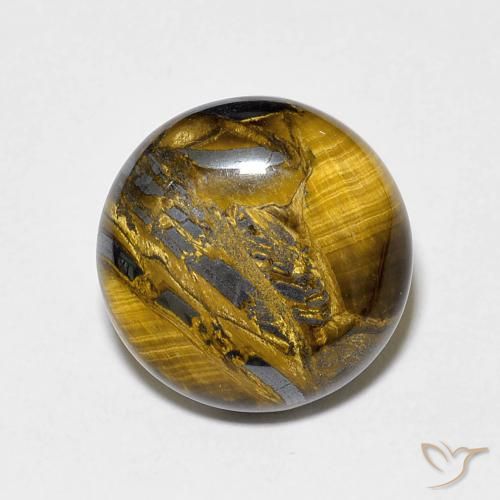 7.30ct Natural Marrón amarillento Ojo de Tigre, Redondo, Opaco