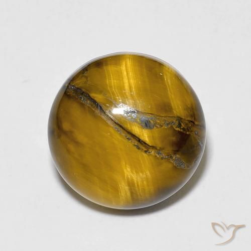 6.75ct Natural Medium Light-Brown Ojo de Tigre, Redondo, Opaco