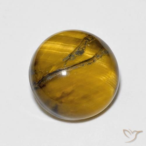 Ojo de Tigre Medium Light-Brown natural de 6.75 ct, Redondo, Opaco