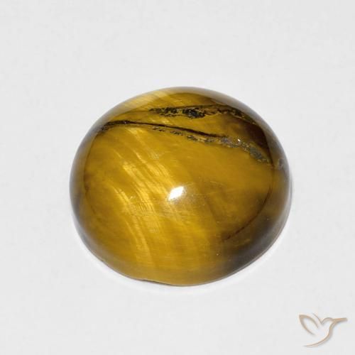 Ojo de Tigre Medium Light-Brown natural de 6.75 ct, Redondo, Opaco