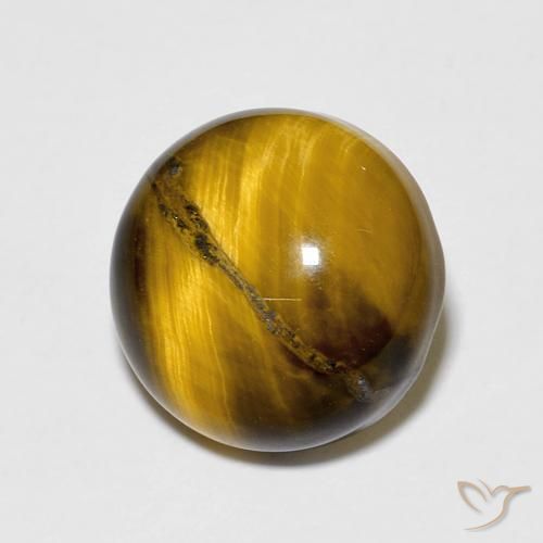 Ojo de Tigre Marrón cálido natural de 6.84 ct, Redondo, Opaco