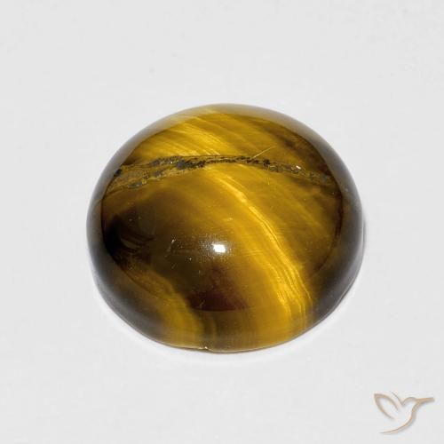 Ojo de Tigre Marrón cálido natural de 6.84 ct, Redondo, Opaco