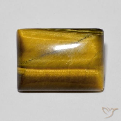 Ojo de Tigre Marrón medio natural de 11.93 ct, Corte Baguette, Opaco