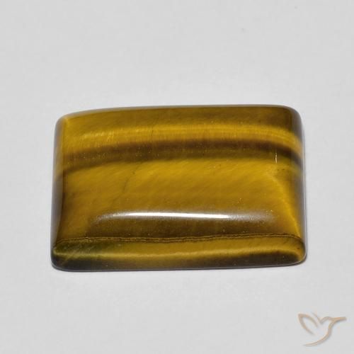 Ojo de Tigre Marrón dorado natural de 12.54 ct, Corte Baguette, Opaco