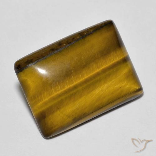 Ojo de Tigre Marrón amarillento natural de 11.32 ct, Corte Baguette, Opaco