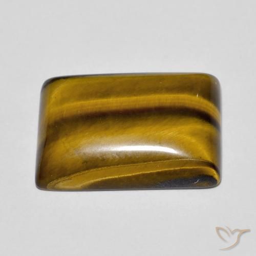 Ojo de Tigre Marrón amarillento natural de 11.32 ct, Corte Baguette, Opaco