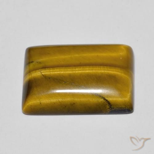 Ojo de Tigre Marrón amarillento natural de 11.47 ct, Corte Baguette, Opaco
