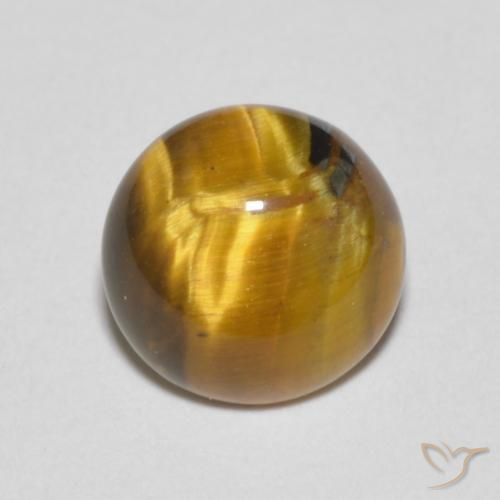 1.57ct Natural Marrón dorado Ojo de Tigre, Redondo, Opaco