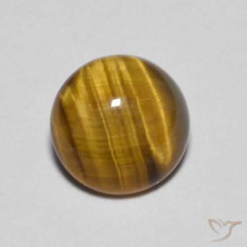 1.09ct Natural Marrón dorado Ojo de Tigre, Redondo, Opaco