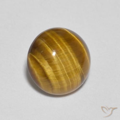 Ojo de Tigre Marrón dorado natural de 1.09 ct, Redondo, Opaco