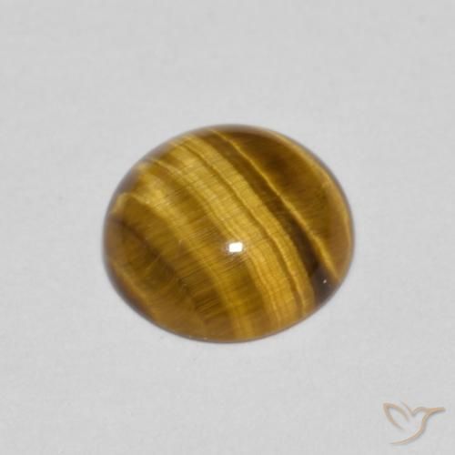 Ojo de Tigre Marrón dorado natural de 1.09 ct, Redondo, Opaco