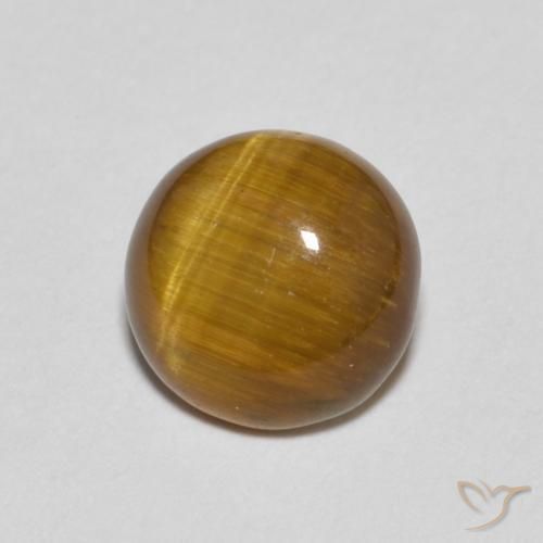 Ojo de Tigre Marrón claro natural de 1.19 ct, Redondo, Opaco
