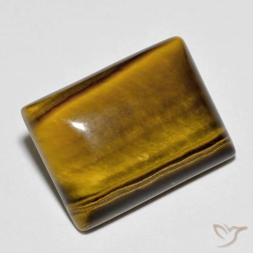 Ojo de Tigre Marrón dorado natural de 10.74 ct, Corte Baguette, Opaco