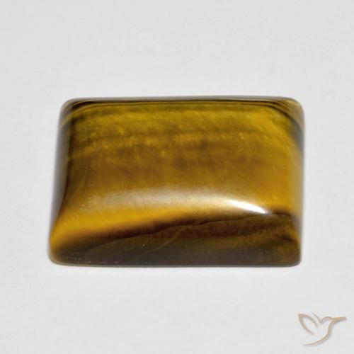 Ojo de Tigre Marrón dorado natural de 10.74 ct, Corte Baguette, Opaco