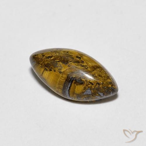 Ojo de Tigre Marrón amarillento natural de 1.37 ct, Marquesa, Opaco