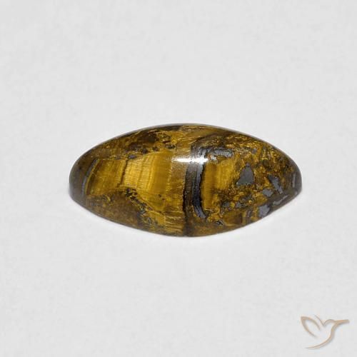 Ojo de Tigre Marrón amarillento natural de 1.37 ct, Marquesa, Opaco