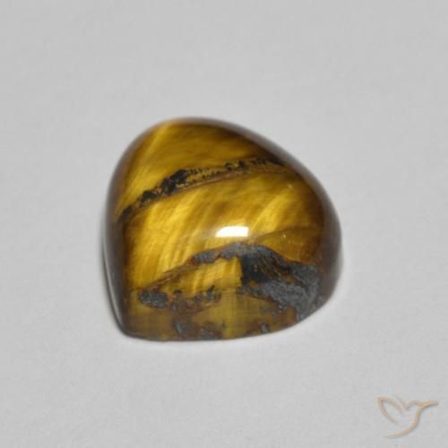 Ojo de Tigre Marrón amarillento natural de 1.98 ct, En forma de pera, Opaco
