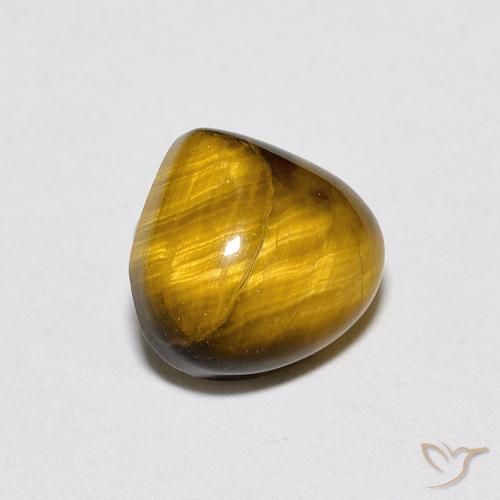Ojo de Tigre Marrón amarillento natural de 1.92 ct, En forma de pera, Opaco