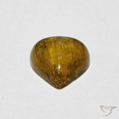 Ojo de Tigre Marrón amarillento natural de 0.78 ct, En forma de pera, Opaco