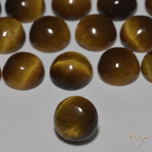 Ojo de Tigre Marrón cálido natural de 0.92 ct, Redondo, Opaco
