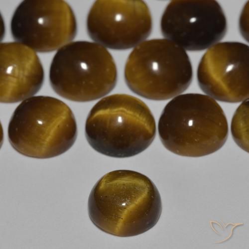 Ojo de Tigre Marrón cálido natural de 0.92 ct, Redondo, Opaco