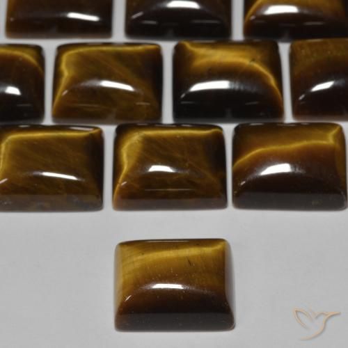 Ojo de Tigre Marrón dorado natural de 6.19 ct, Corte Baguette, Opaco