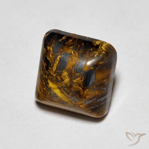 1.53ct Natural Marrón nogal Ojo de Tigre, Cuadrado, Opaco