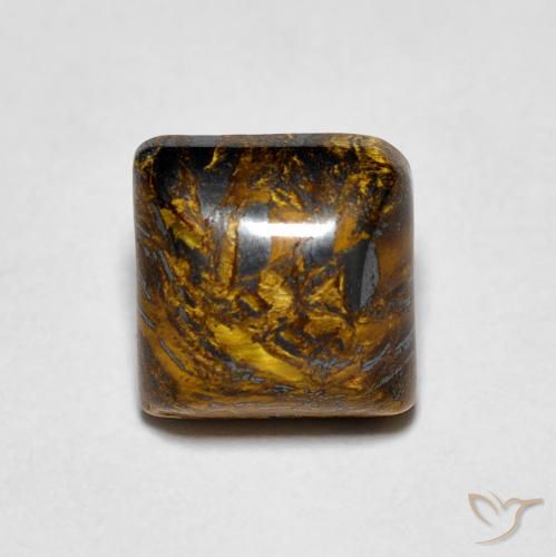 Ojo de Tigre Marrón nogal natural de 1.53 ct, Cuadrado, Opaco