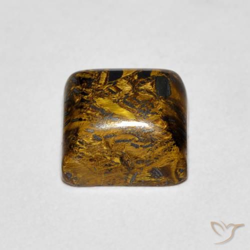 Ojo de Tigre Marrón nogal natural de 1.53 ct, Cuadrado, Opaco