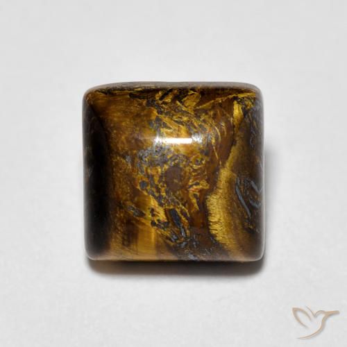 1.34ct Natural Medium Light-Brown Ojo de Tigre, Cuadrado, Opaco