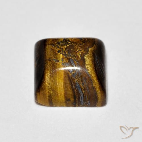 Ojo de Tigre Medium Light-Brown natural de 1.34 ct, Cuadrado, Opaco