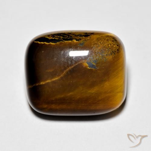 Ojo de Tigre Marrón amarillento natural de 8.75 ct, Forma Cojín, Opaco