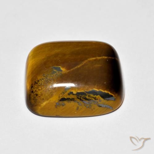 Ojo de Tigre Marrón amarillento natural de 8.75 ct, Forma Cojín, Opaco