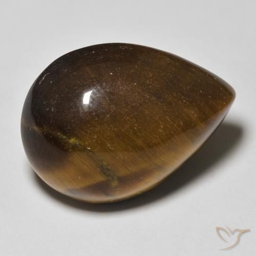 Ojo de Tigre Marrón amarillento natural de 13.27 ct, En forma de pera, Opaco