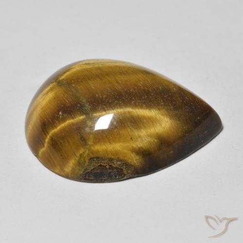 Ojo de Tigre Marrón amarillento natural de 13.27 ct, En forma de pera, Opaco