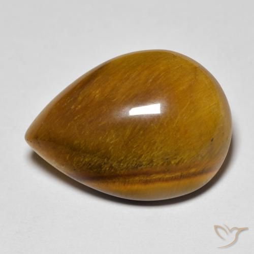 Ojo de Tigre Marrón cálido natural de 13.02 ct, En forma de pera, Opaco